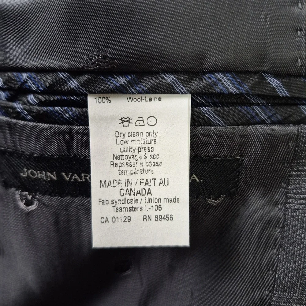 John Varvatos USA Mens Grey Glen Plaid 100% Wool‎ Blazer Sport Coat 36R